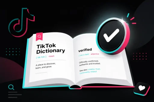 Open TikTok dictionary showing a definition entry with a verified checkmark badge